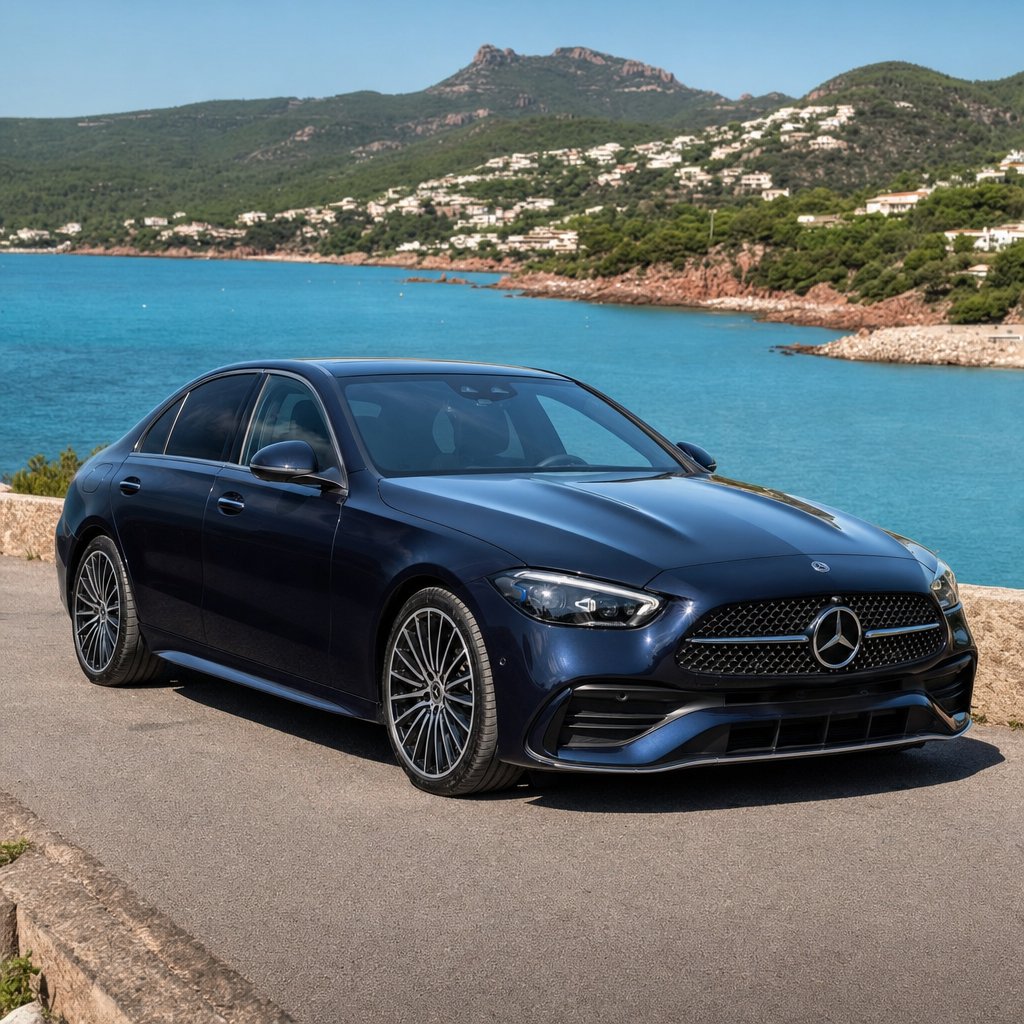 Chauffeur privé VTC Nice Mandelieu-la-Napoule — Mercedes Bleu Nuit sur la Riviera du Soleil